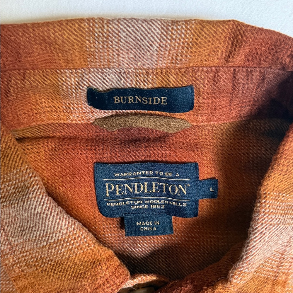 Pendleton Orange Rust Ombre Plaid Button-Down Shi… - image 2
